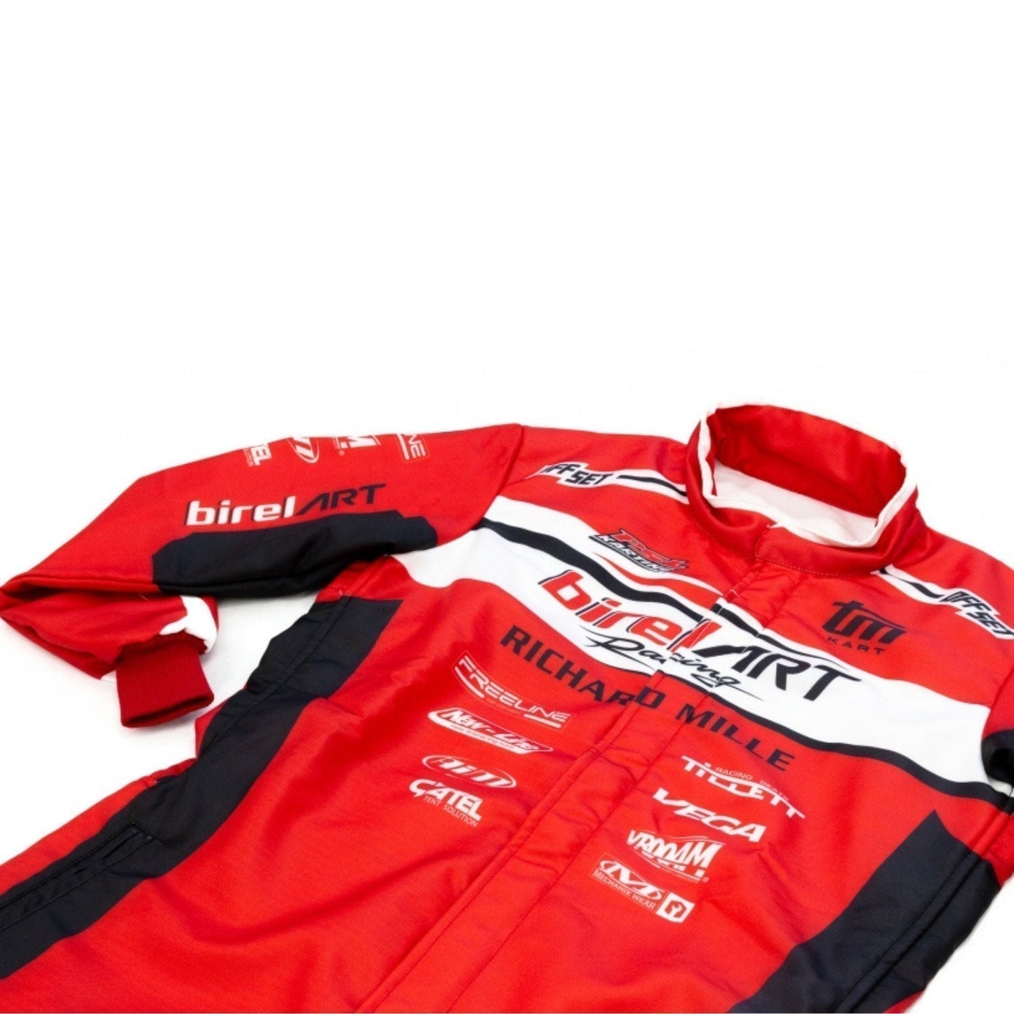 Red Birel Art Go-Kart Race Motorsport Suit Back View