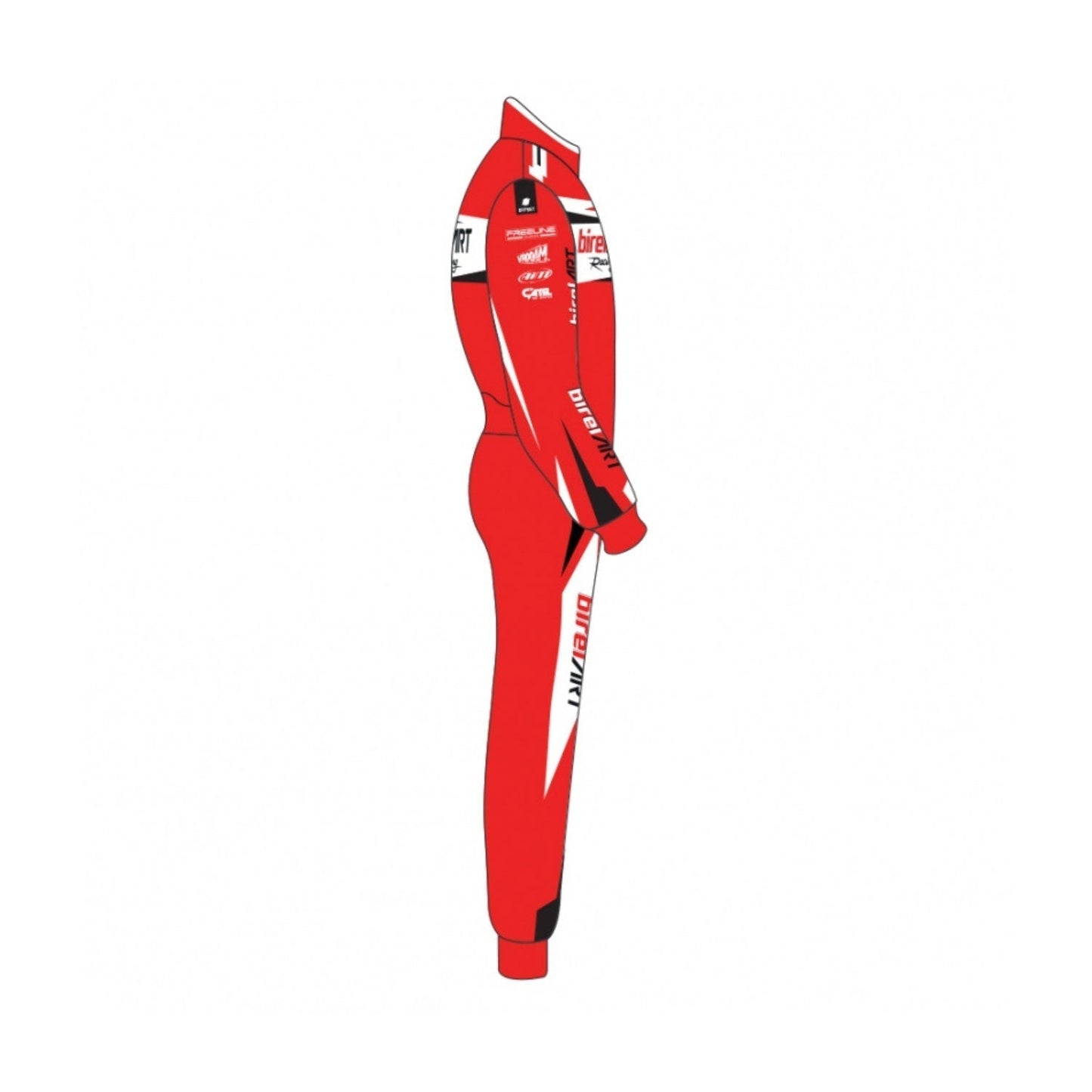 Red Birel Art Go-Kart Race Motorsport Suit Action Shot