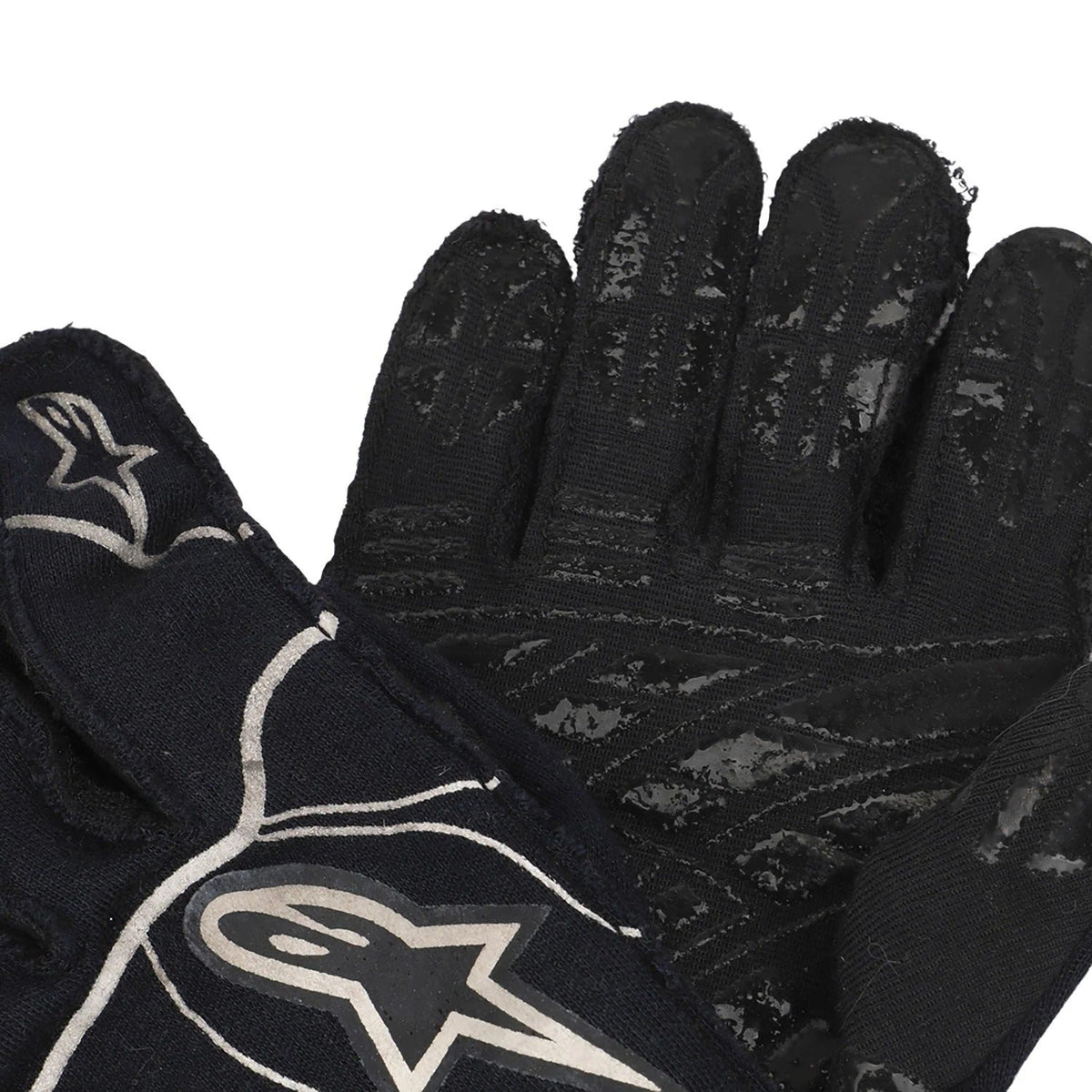 Black Valtteri Bottas 2015 Race Gloves Replica F1 Williams Martini with a brand logo Closeup View
