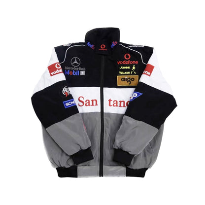 Grey Mercedes Benz McLaren Retro Jacket in retro McLaren styling, with contrast panels and a classic bomber shape. A classic motorsport jacket for fans and collectors alike.