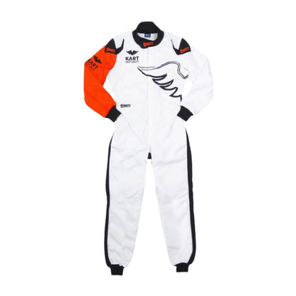 White Kart Republic Go-Kart Race Track Suit Front View