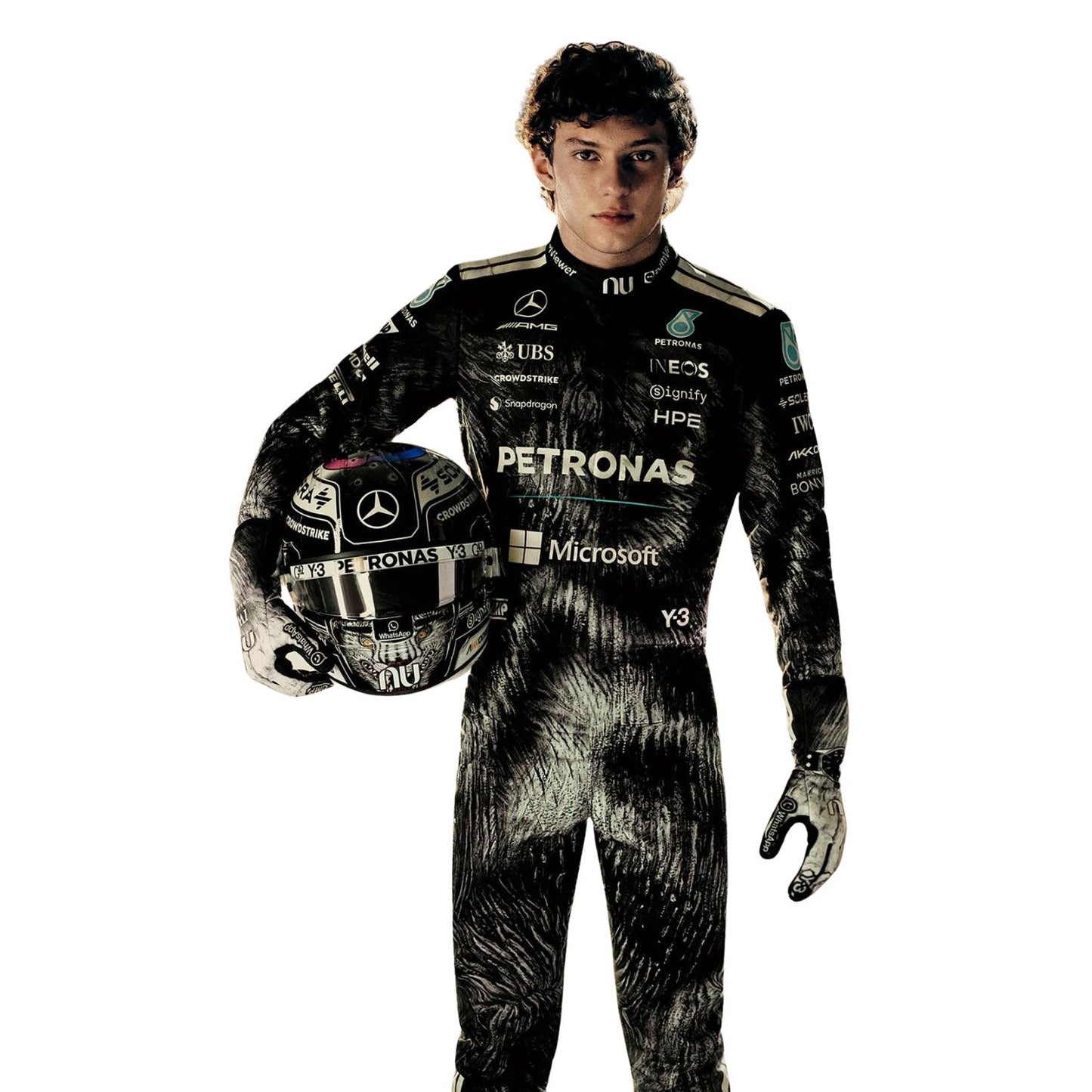 Andrea Kimi Antonelli F1 Race Replica Mercedes Japanese GP Grand Prix Suit Action Shot