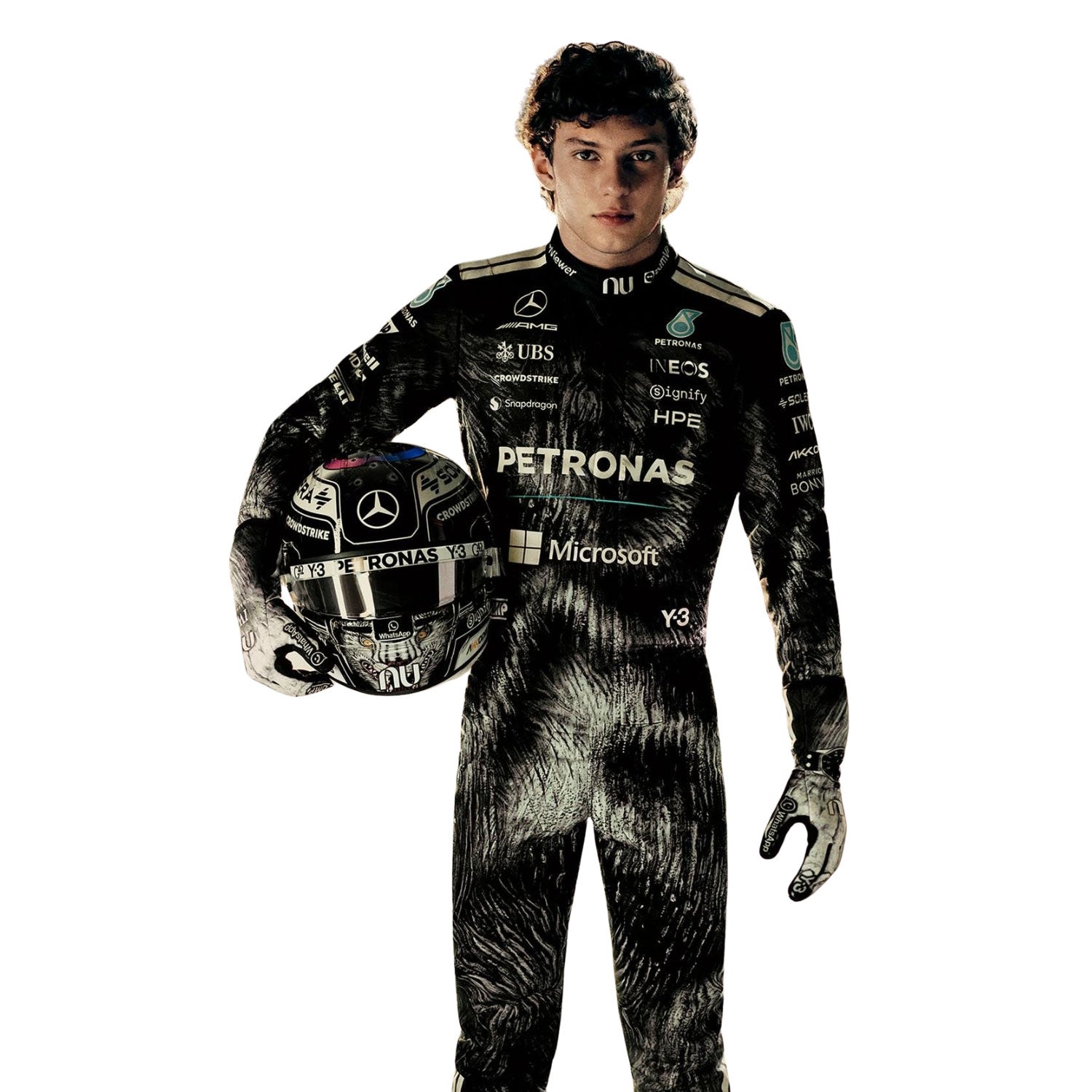 Andrea Kimi Antonelli F1 Race Replica Mercedes Japanese GP Grand Prix Suit Action Shot