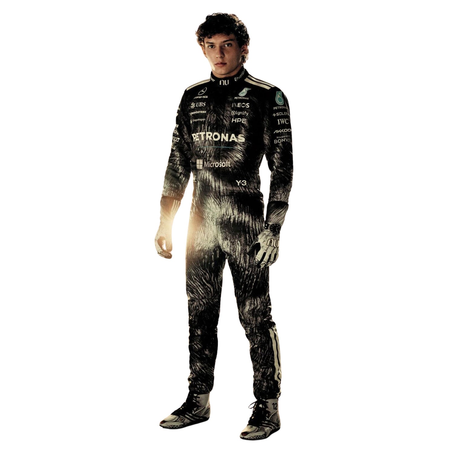Andrea Kimi Antonelli F1 Race Replica Mercedes Japanese GP Grand Prix Suit Studio Shot