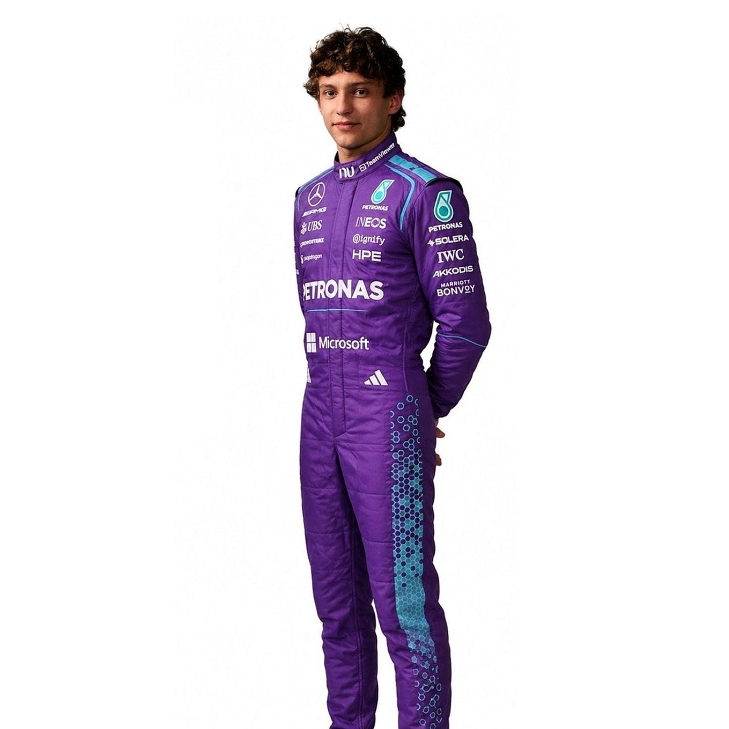 Andrea Kimi Antonelli F1 Race Mercedes Miami GP Motorsport Suit Full View