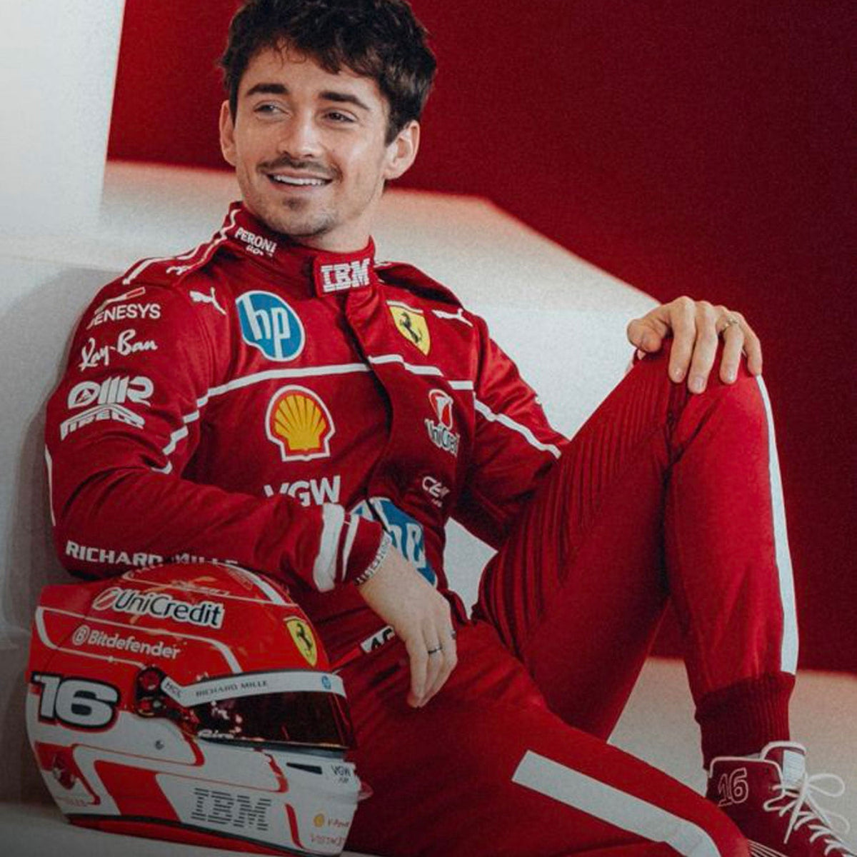 Charles Leclerc F1 Race Replica Ferrari Grand Prix Suit close View