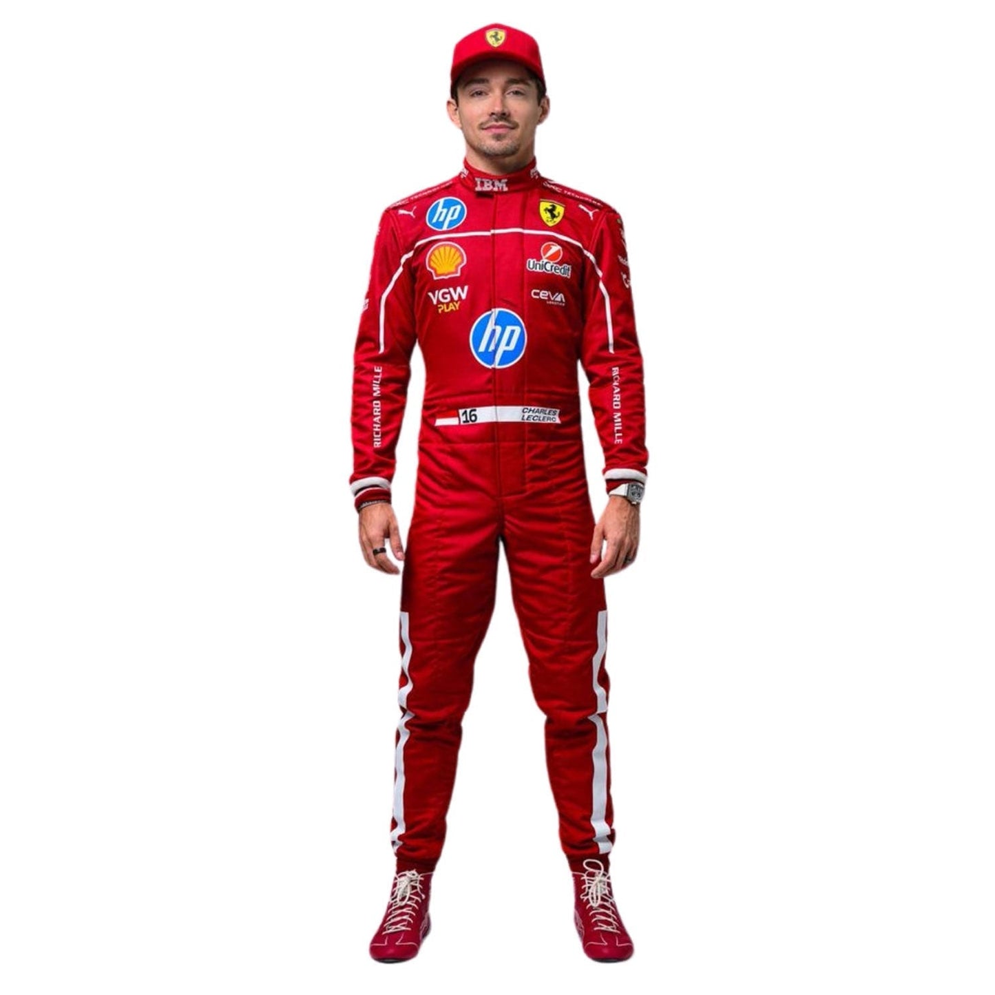 Charles Leclerc F1 Race Replica Ferrari Motorsport Suit Detail View