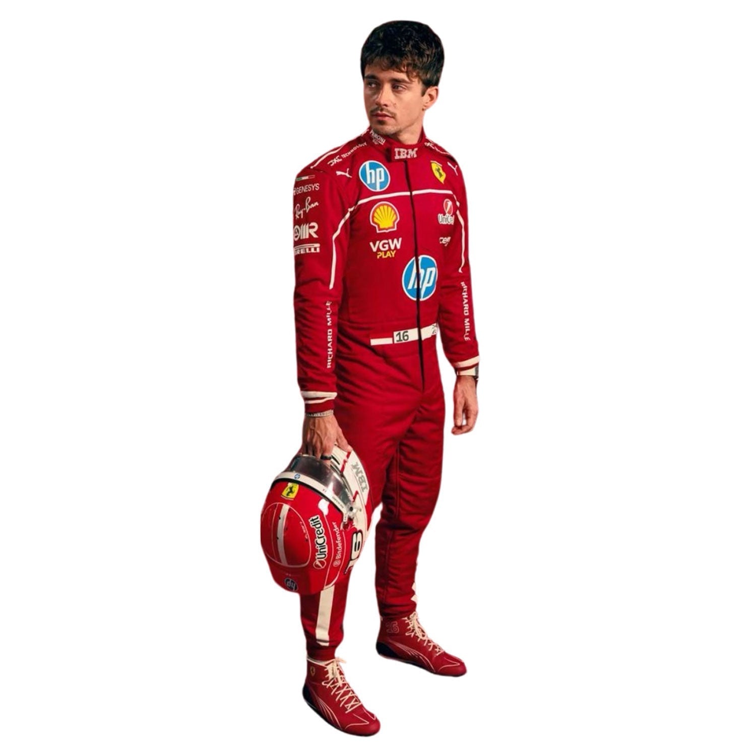 Charles Leclerc F1 Race Replica Ferrari Motorsport Suit Action Shot