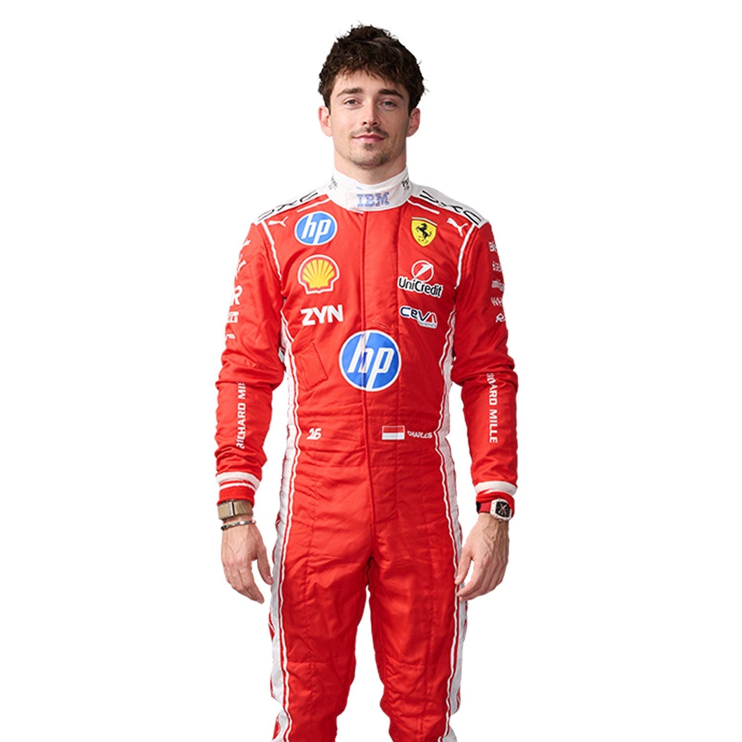 Charles Leclerc F1 Race Ferrari Driver Suit Side View