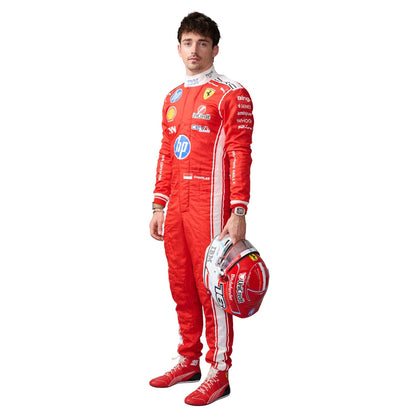 Charles Leclerc F1 Race Ferrari Grand Prix Suit Action Shot