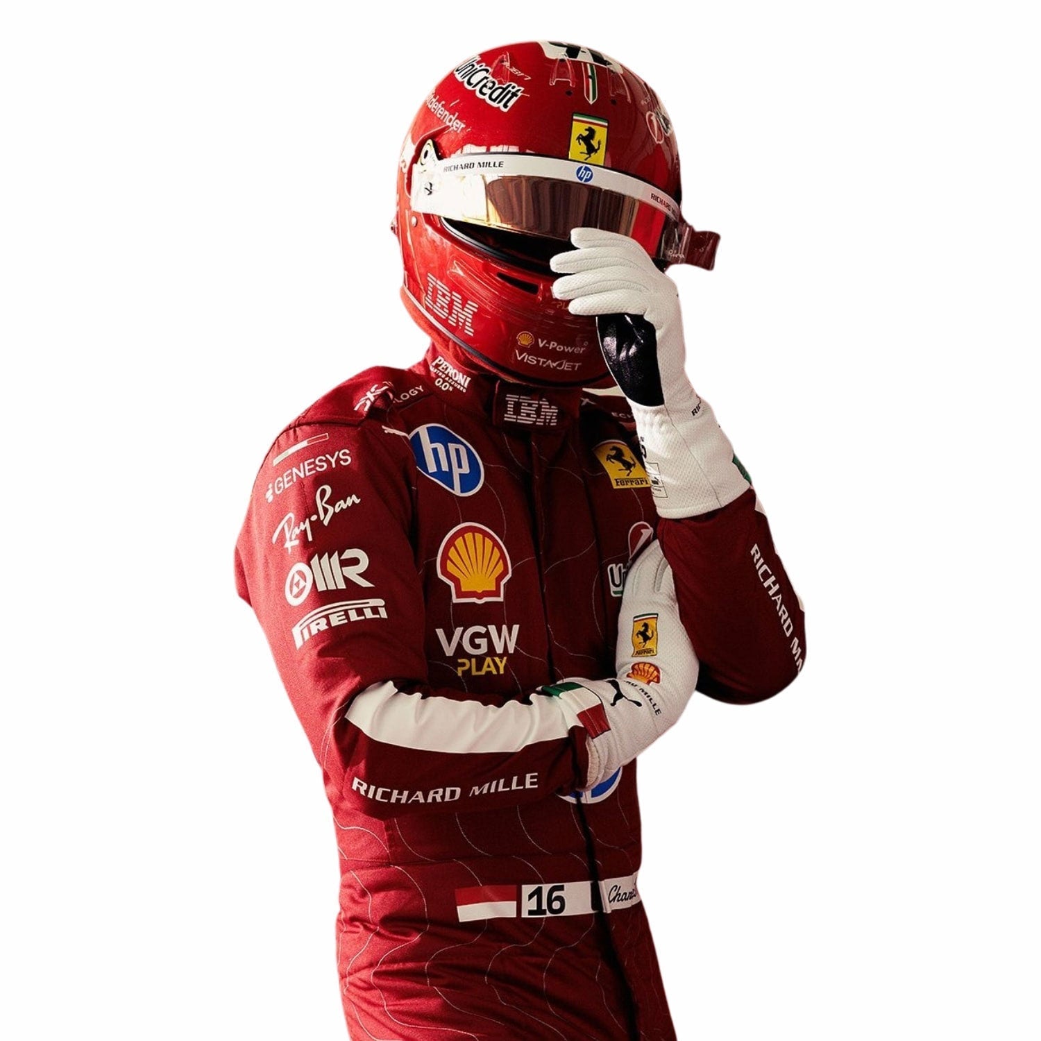 Charles Leclerc F1 Race Ferrari Monza GP Driver Suit Side View