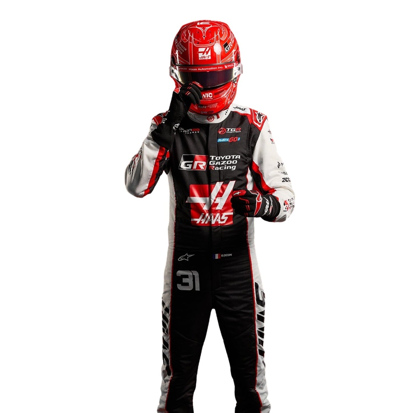 Esteban Ocon F1 Race Haas Grand Prix Suit Side View