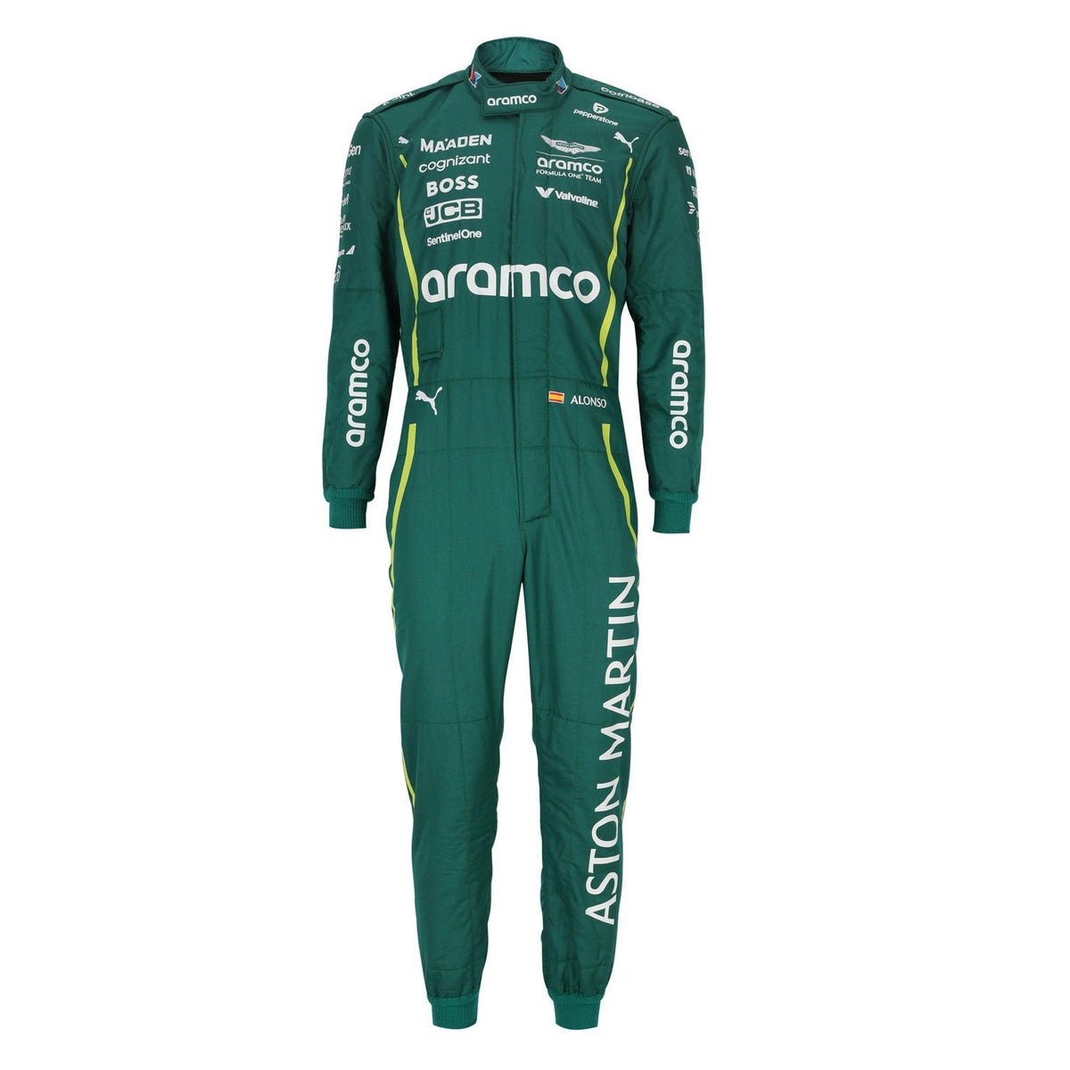 Fernando Alonso F1 Race Aston Martin Grand Prix Suit Front View