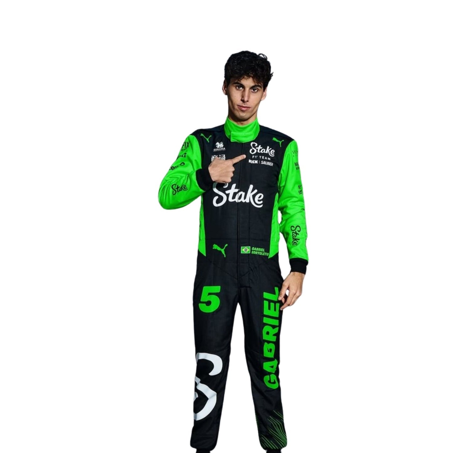 Gabriel Bortoleto F1 Race Kick Sauber Grand Prix Suit Front View