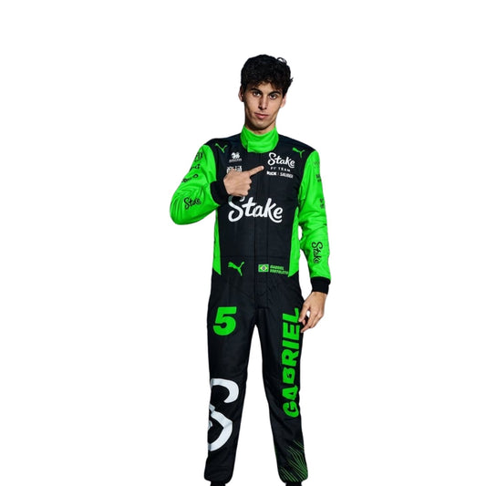 Gabriel Bortoleto F1 Race Kick Sauber Grand Prix Suit Front View