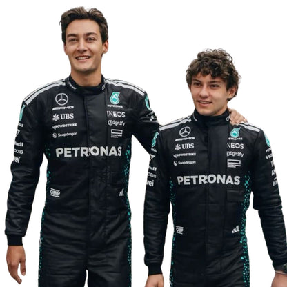 George Russell F1 Race Replica Mercedes Motorsport Suit Close-Up View