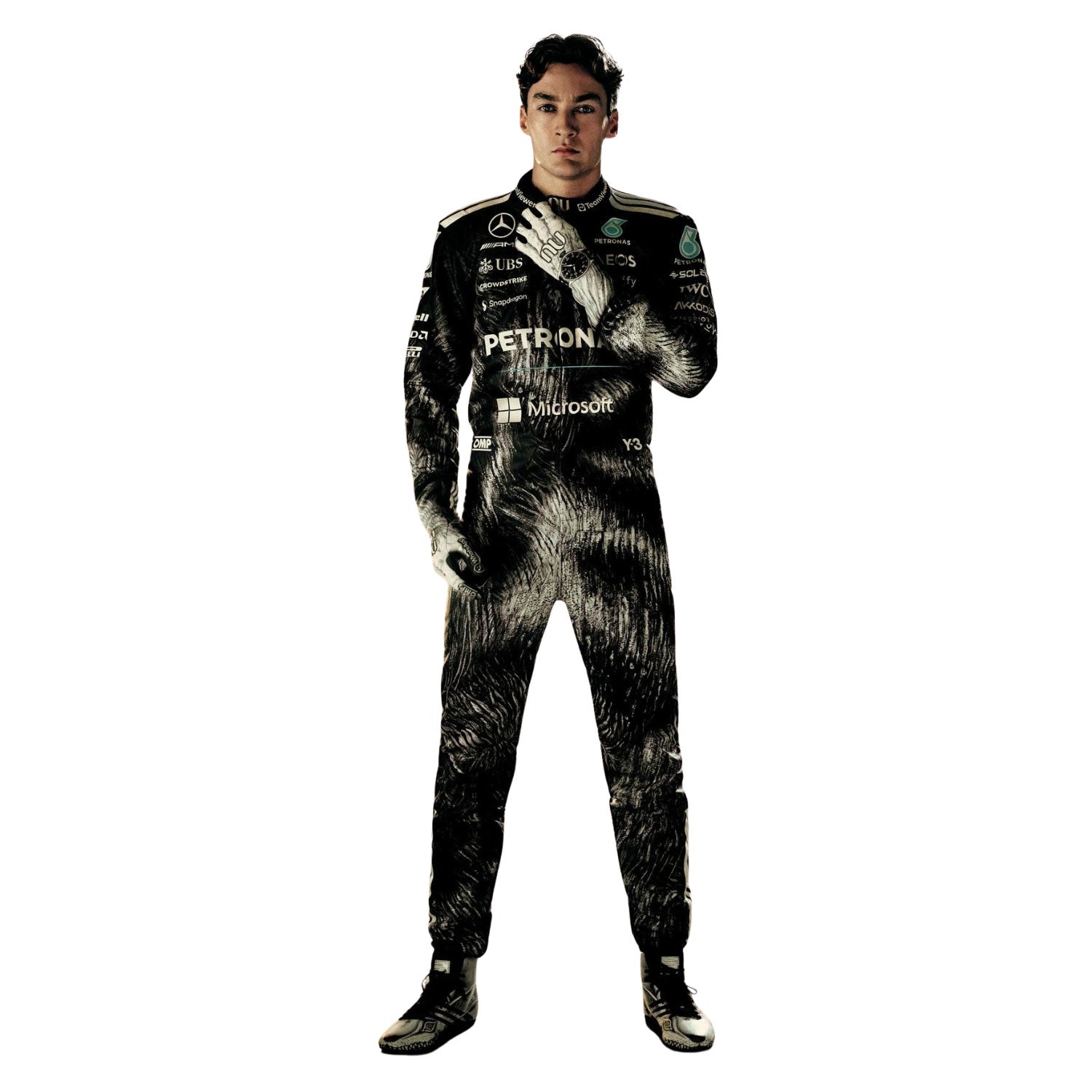 George Russell F1 Race Mercedes Japanese GP Grand Prix Suit Action Shot