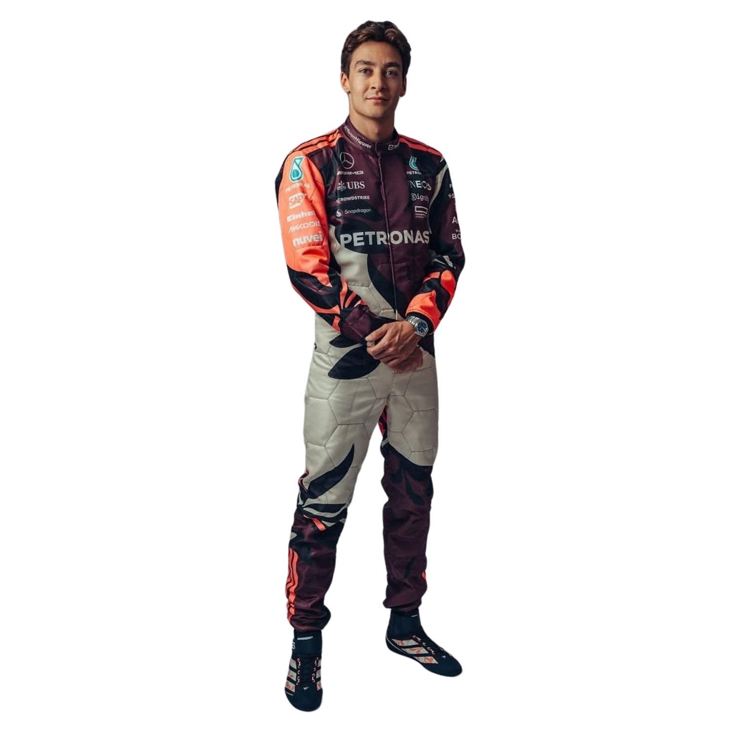 George Russell F1 Race Replica Mercedes Miami GP Grand Prix Suit Front View