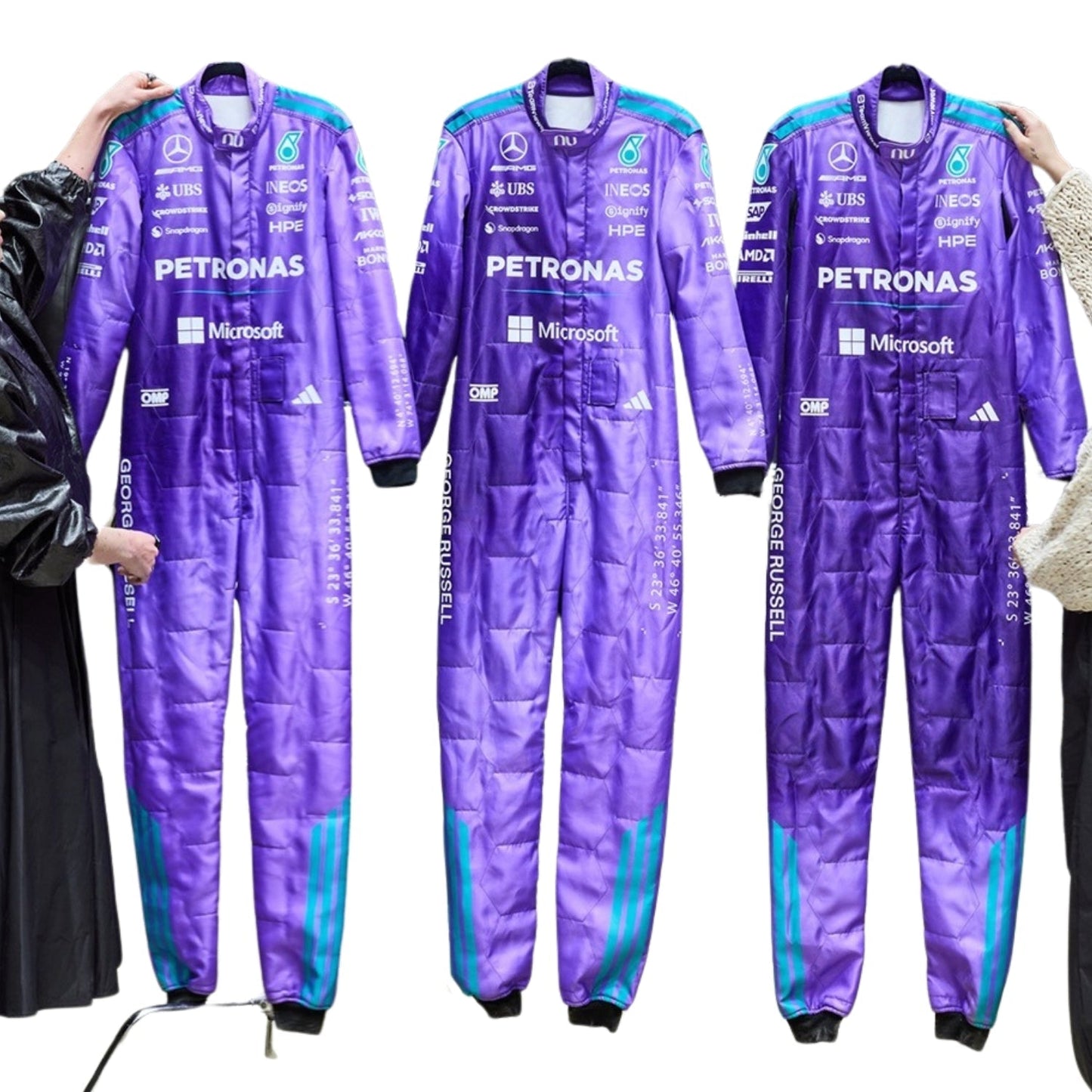 George Russell F1 Race Mercedes Miami GP Grand Prix Suit Side View