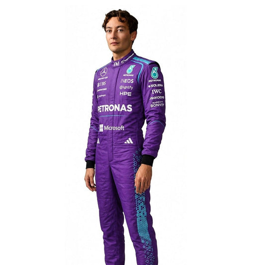 George Russell F1 Race Mercedes Miami GP Motorsport Suit Close View