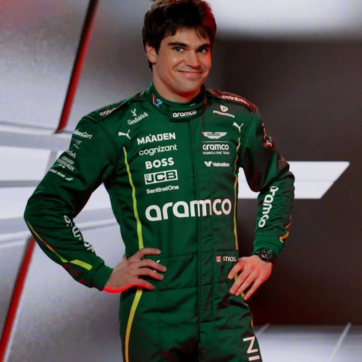 Lance Stroll F1 Race Aston Martin Motorsport Suit Action Shot
