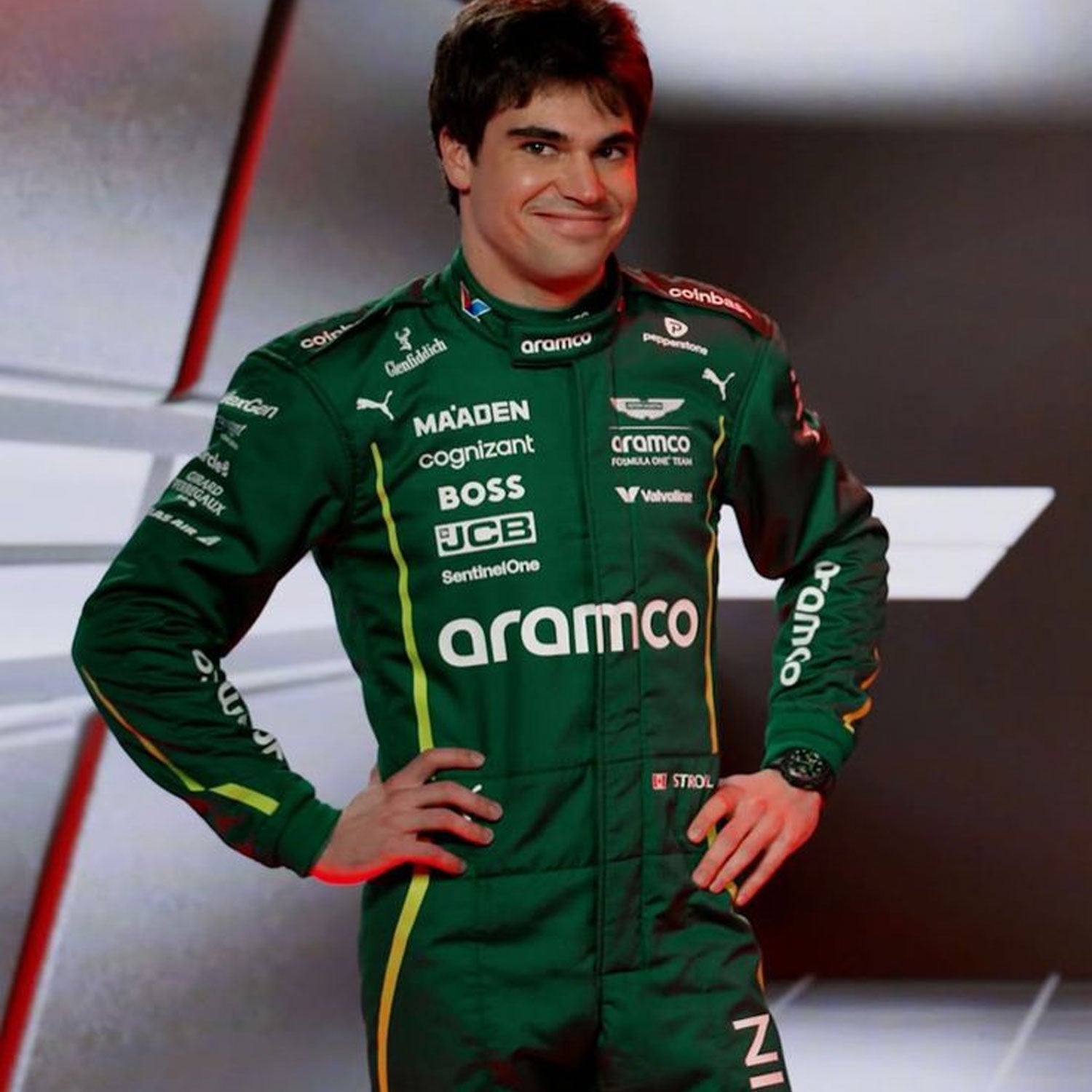 Lance Stroll F1 Race Aston Martin Motorsport Suit Action Shot