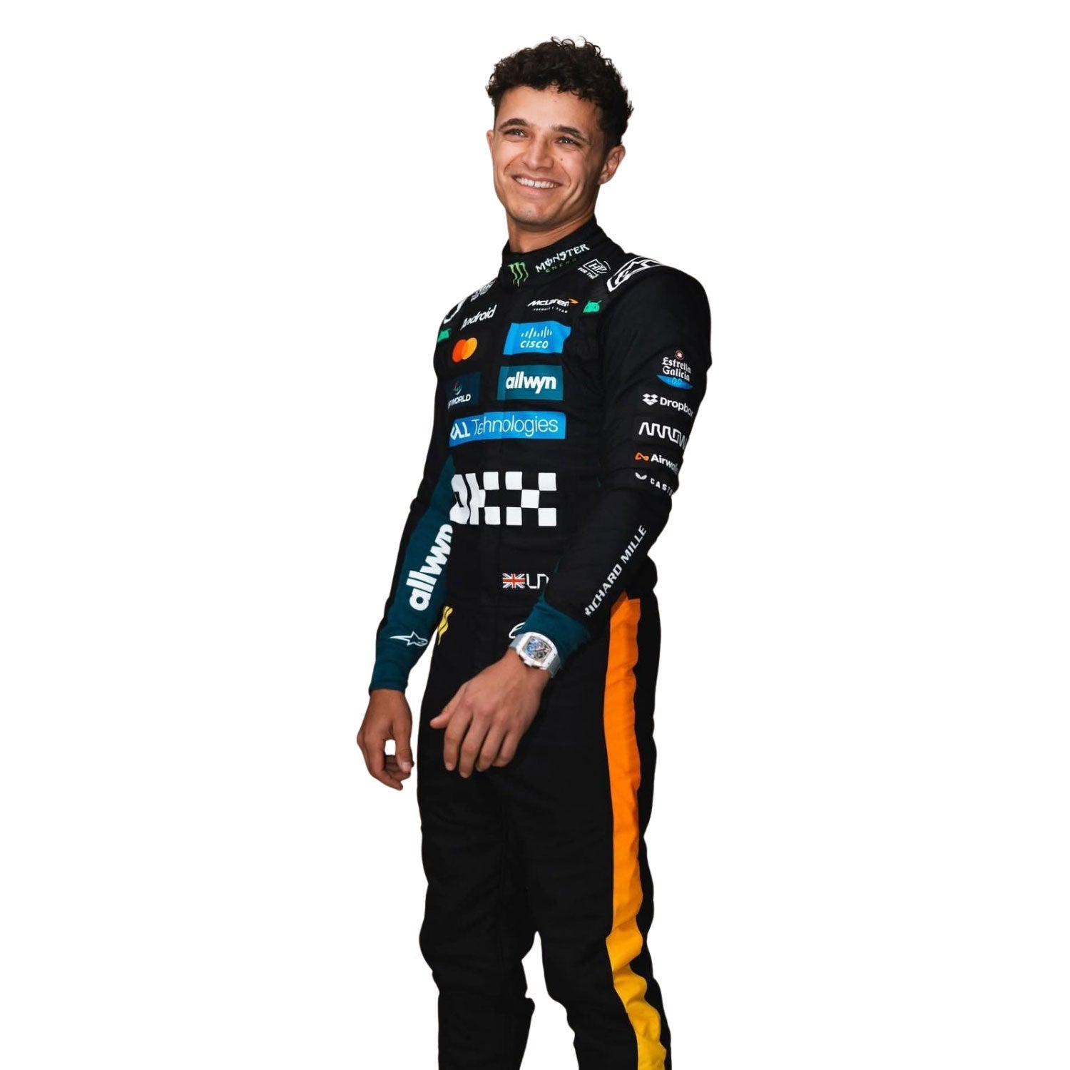 Lando Norris F1 Race McLaren Abu Dhabi GP Grand Prix Suit Front View