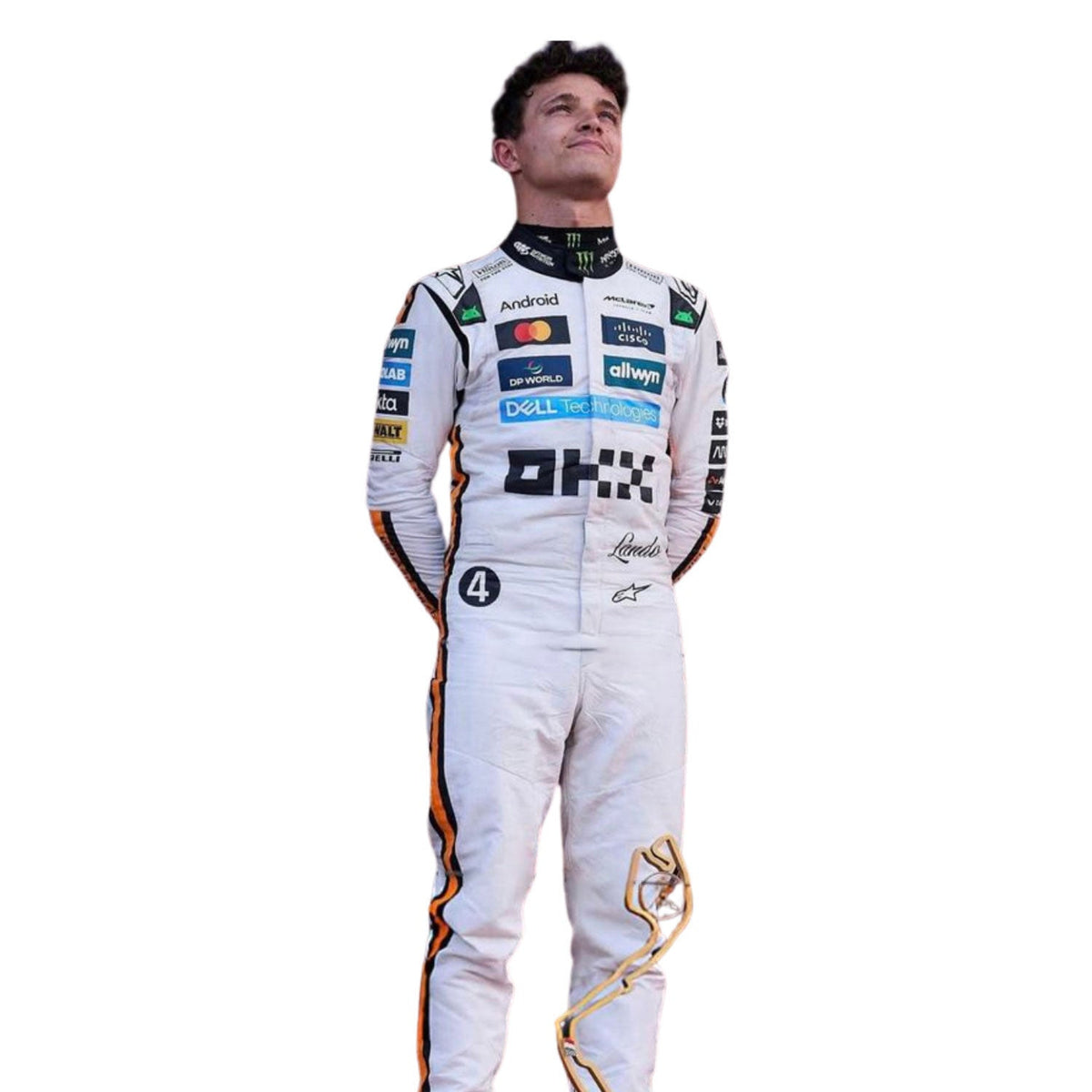 Lando Norris F1 Race McLaren Monaco GP Grand Prix Suit Close-Up View