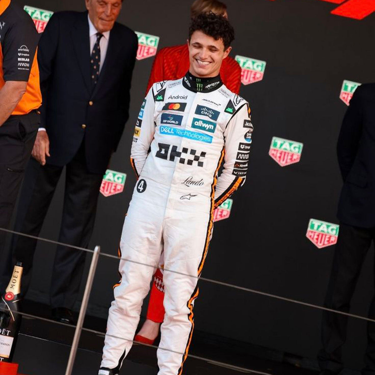 Lando Norris F1 Race McLaren Monaco GP Grand Prix Suit Close-Up View