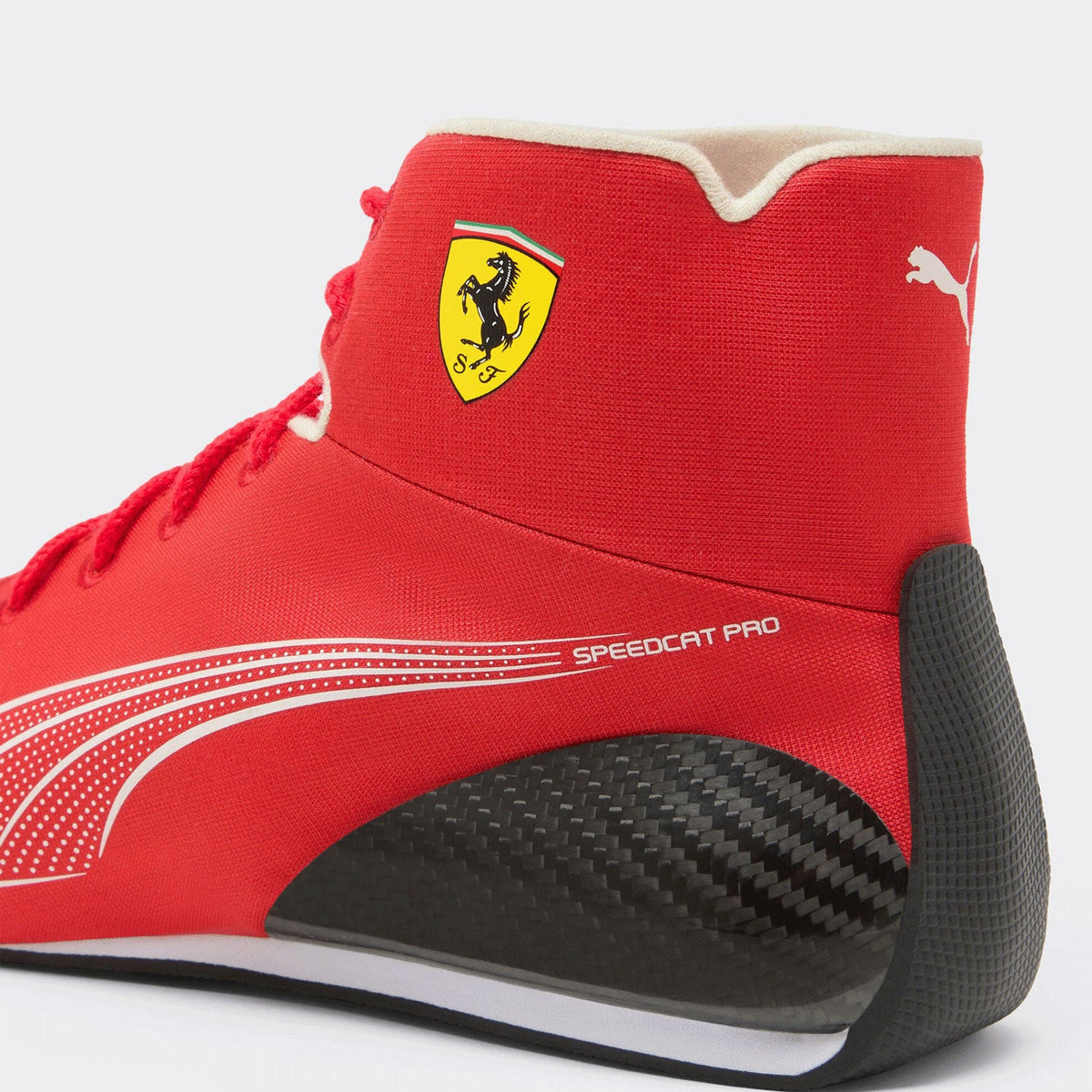 red racing shoes for Lewis Hamilton supporters, with printed colour panels along the sides. A sporty finish for a cosplay outfit or a circuit visit.