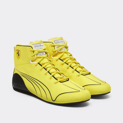2026 Silverstone GP Lewis Hamilton Racing Shoes in yellow, showing the heel detail and soft lining. Everyday racing attire for fans who never switch off.