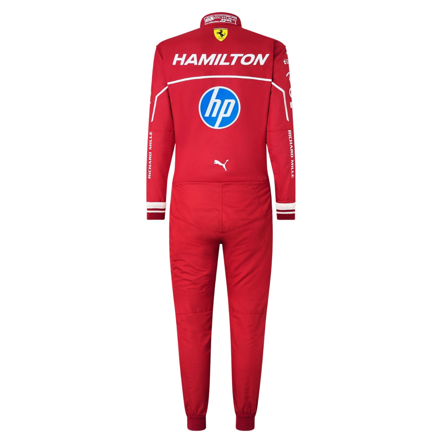 Lewis Hamilton F1 Race Ferrari Motorsport Suit Logo Detail View
