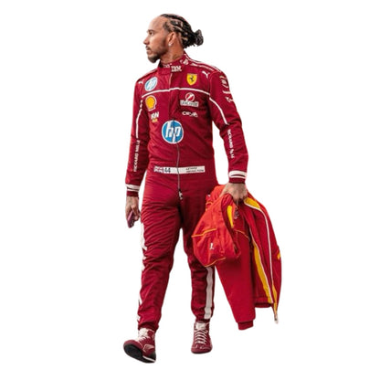 Lewis Hamilton F1 Race Ferrari Driver Suit Full View