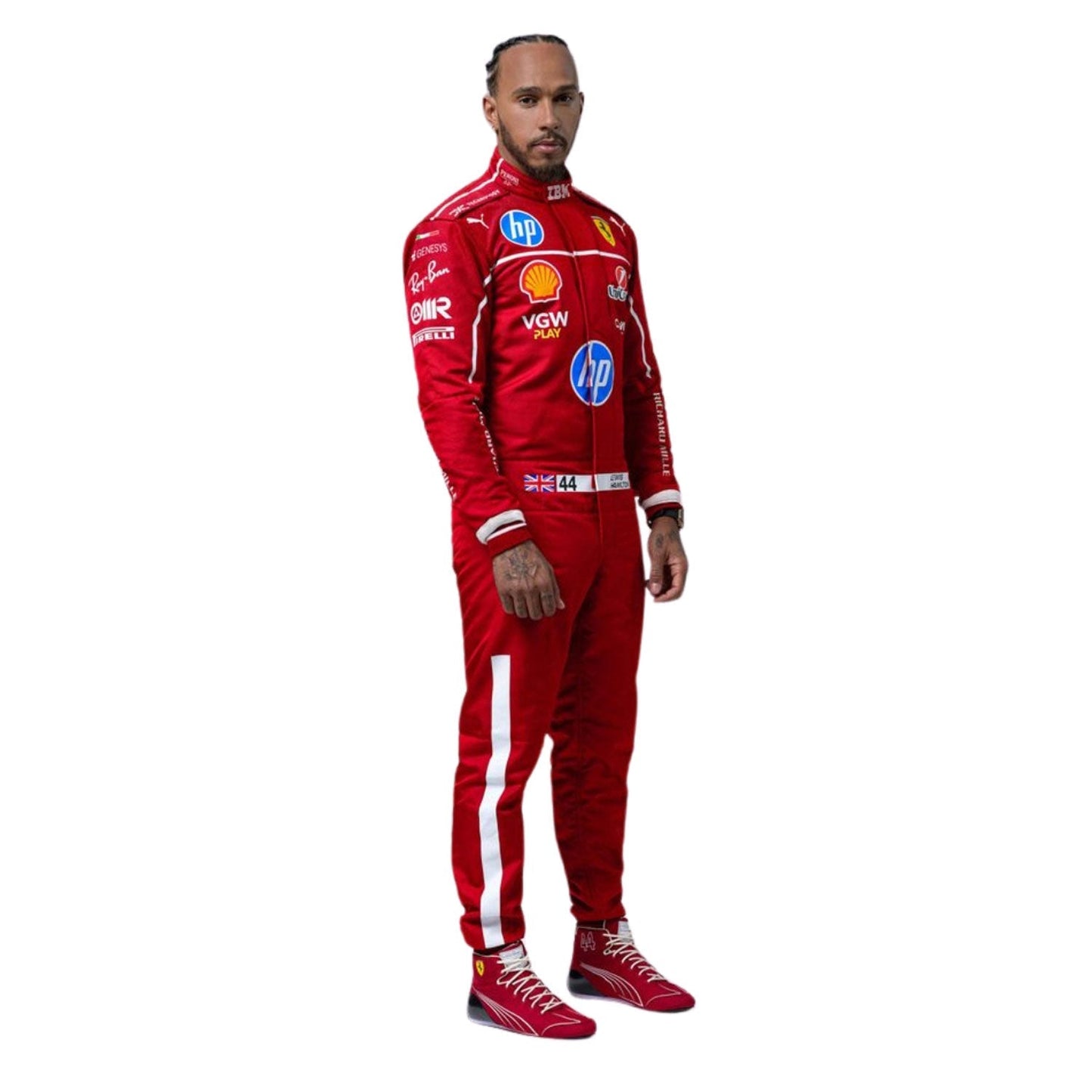 Lewis Hamilton F1 Race Ferrari Motorsport Suit Front View