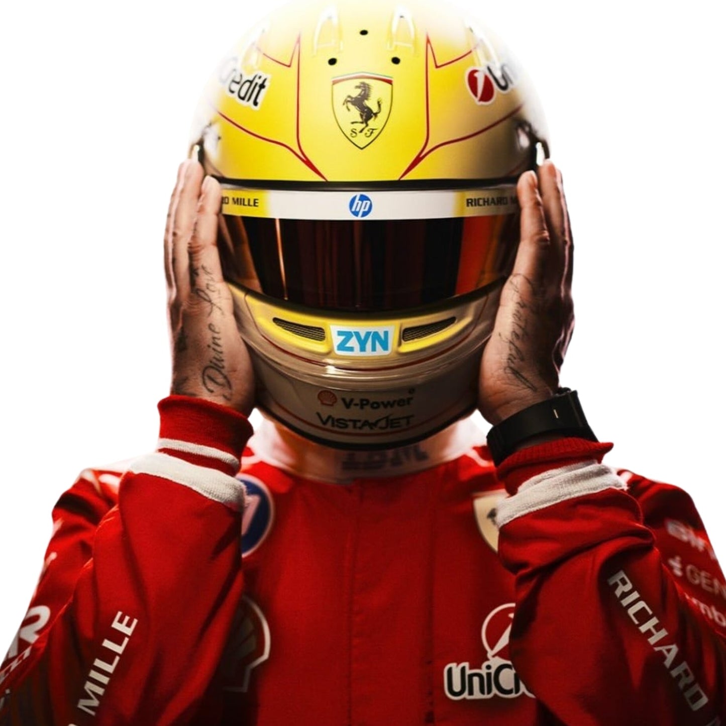 Lewis Hamilton F1 Race Replica Ferrari Driver Suit Side View