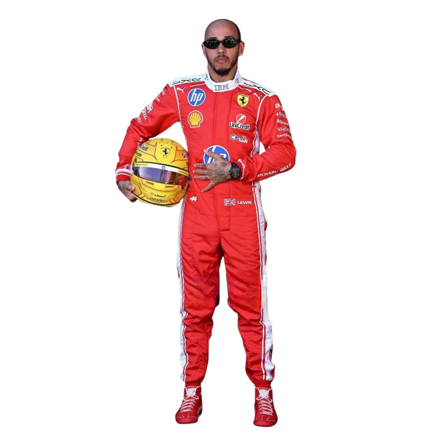 Lewis Hamilton F1 Race Replica Ferrari Grand Prix Suit Action Shot