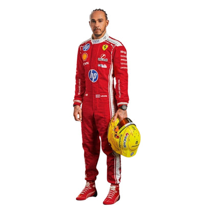Lewis Hamilton F1 Race Replica Ferrari Motorsport Suit Logo Detail View