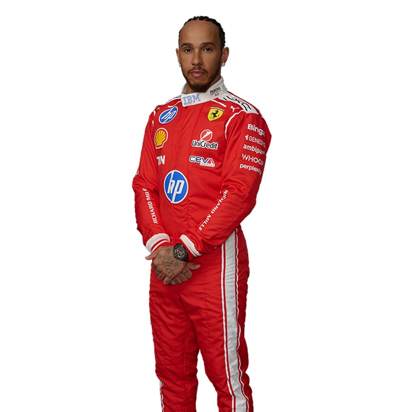 Lewis Hamilton F1 Race Replica Ferrari Driver Suit Fit View