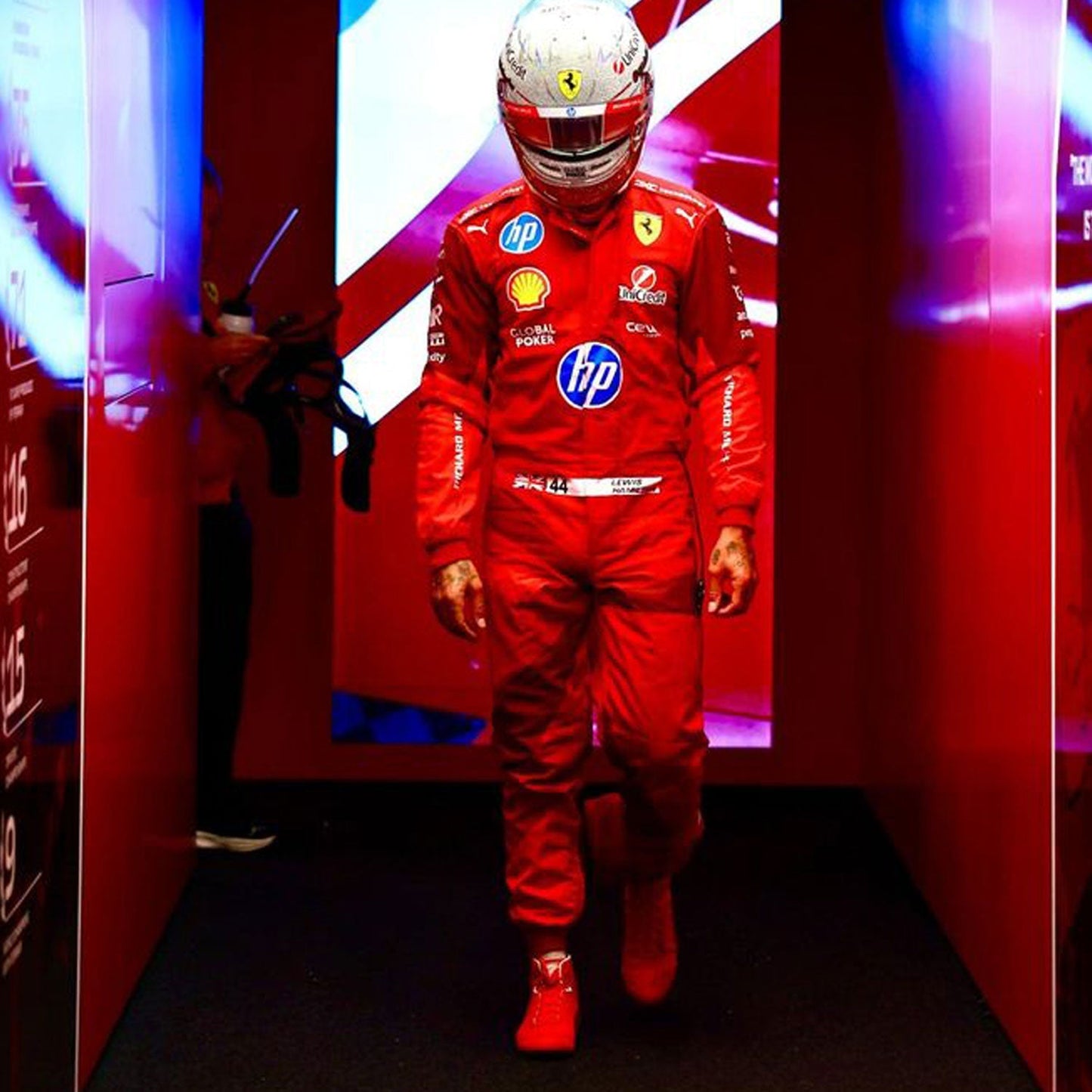 Lewis Hamilton F1 Race Ferrari Las Vegas GP Grand Prix Suit Action Shot
