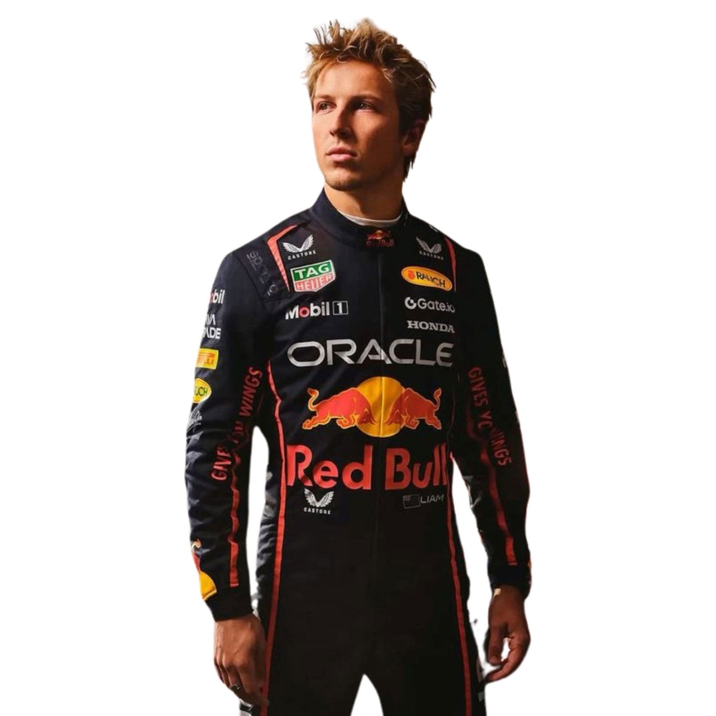 Liam Lawson F1 Race Red Bull Motorsport Suit Back View