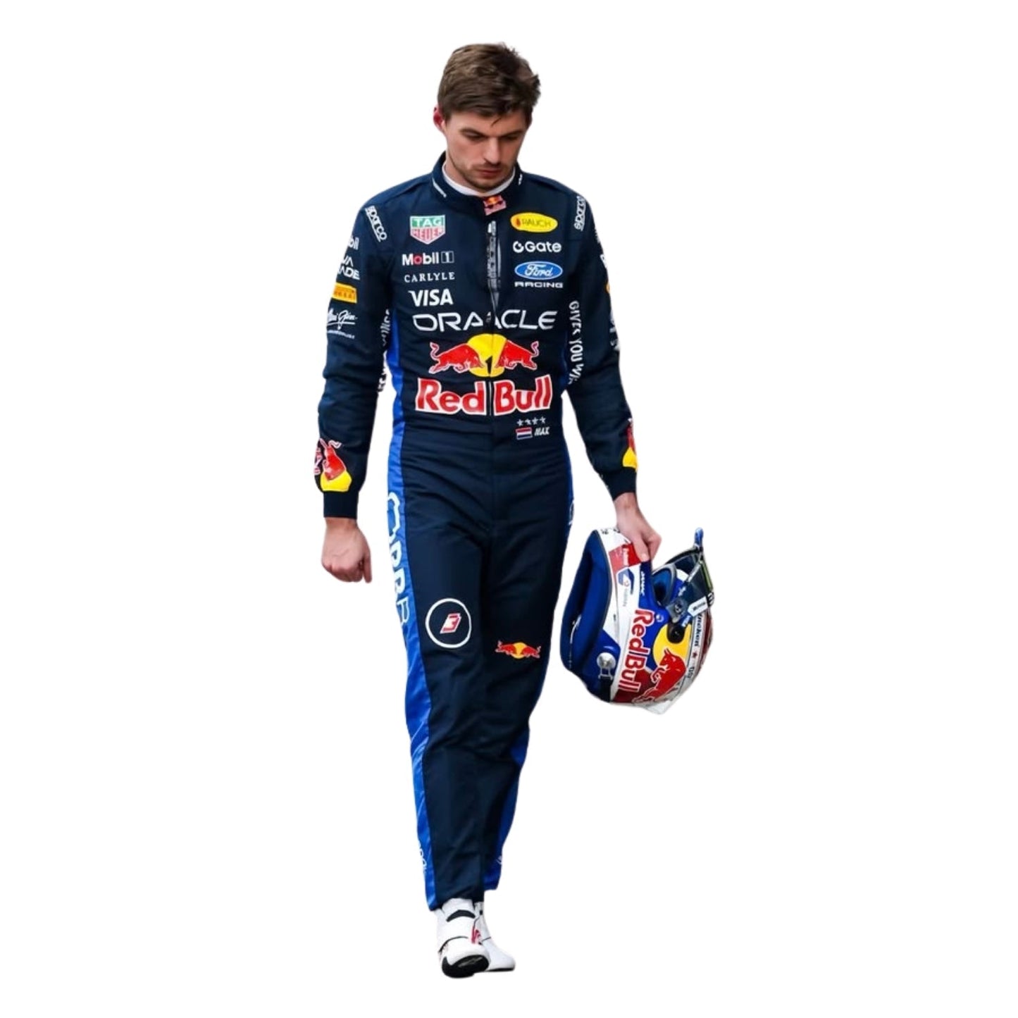 Max Verstappen F1 Race Replica Red Bull Motorsport Suit Logo Detail View