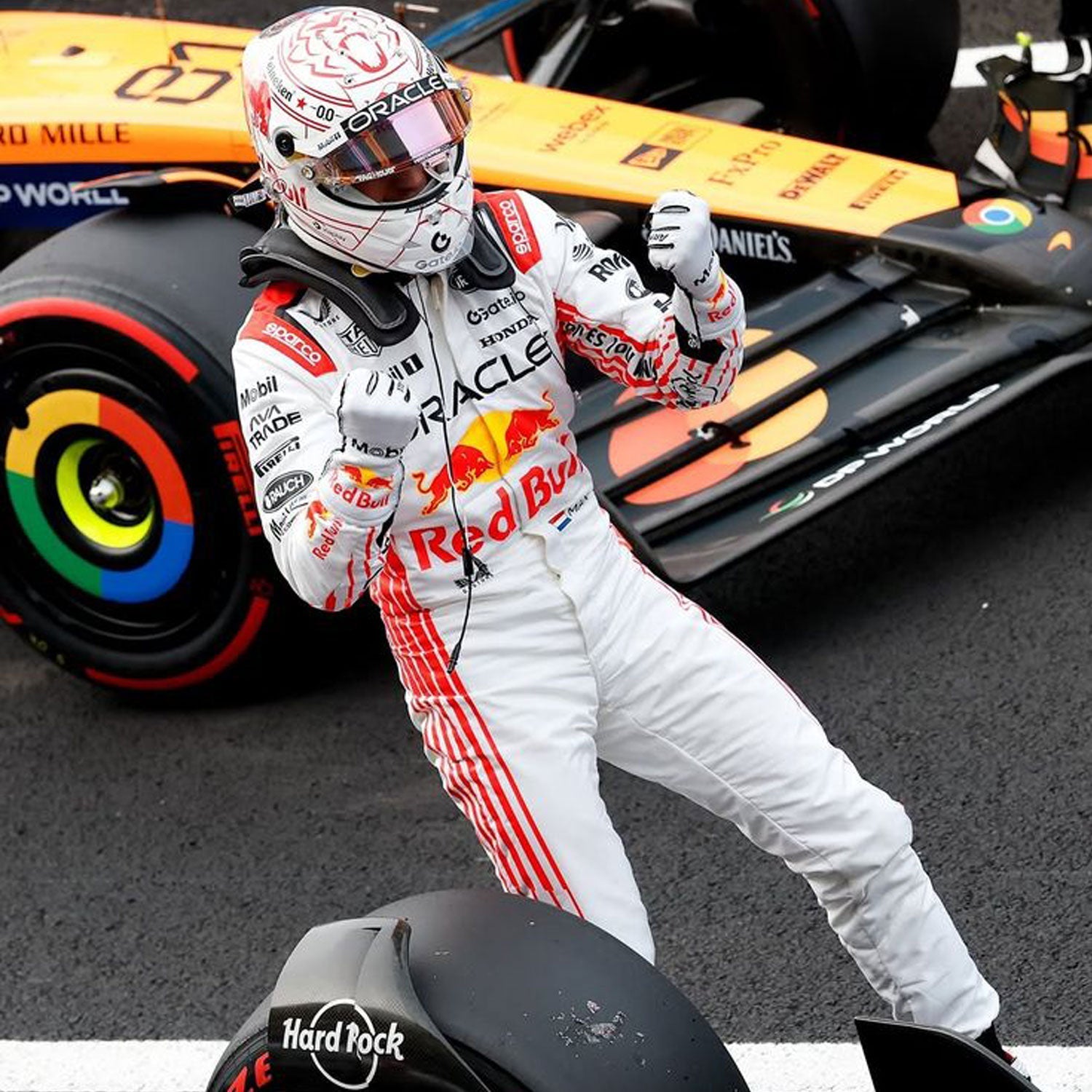 Max Verstappen F1 Race Red Bull Japanese GP Motorsport Suit Close-Up View