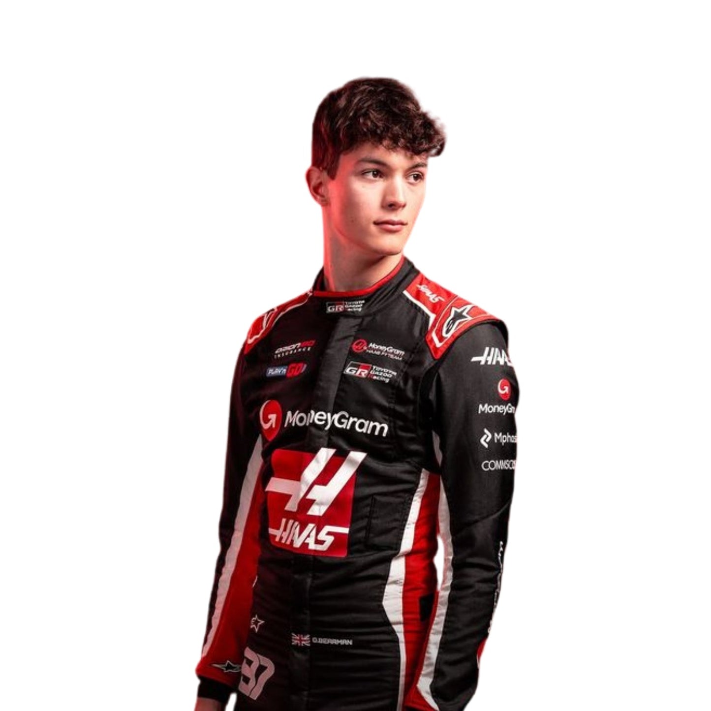 Oliver Bearman F1 Race Haas Grand Prix Suit Side View