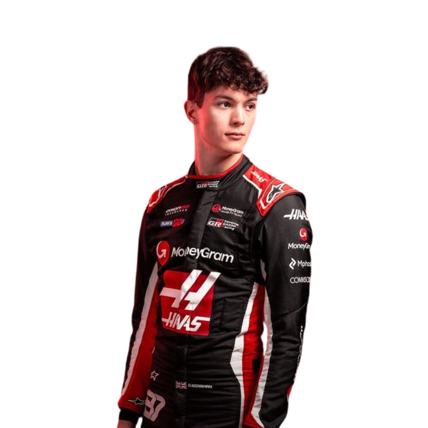 Oliver Bearman F1 Race Haas Grand Prix Suit Side View