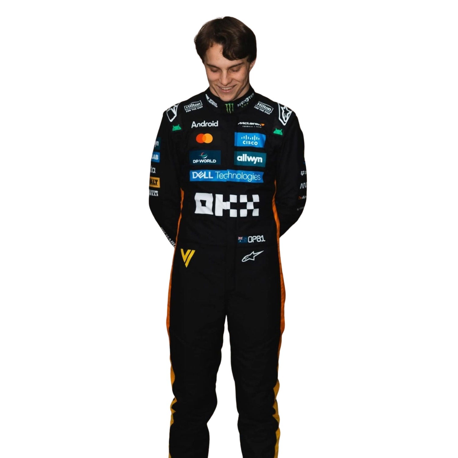 Oscar Piastri F1 Race Replica McLaren Abu Dhabi GP Driver Suit Front View