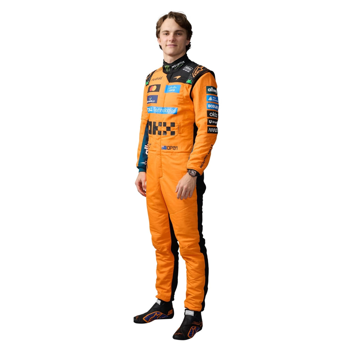 Oscar Piastri F1 Race Replica McLaren Motorsport Suit Left View