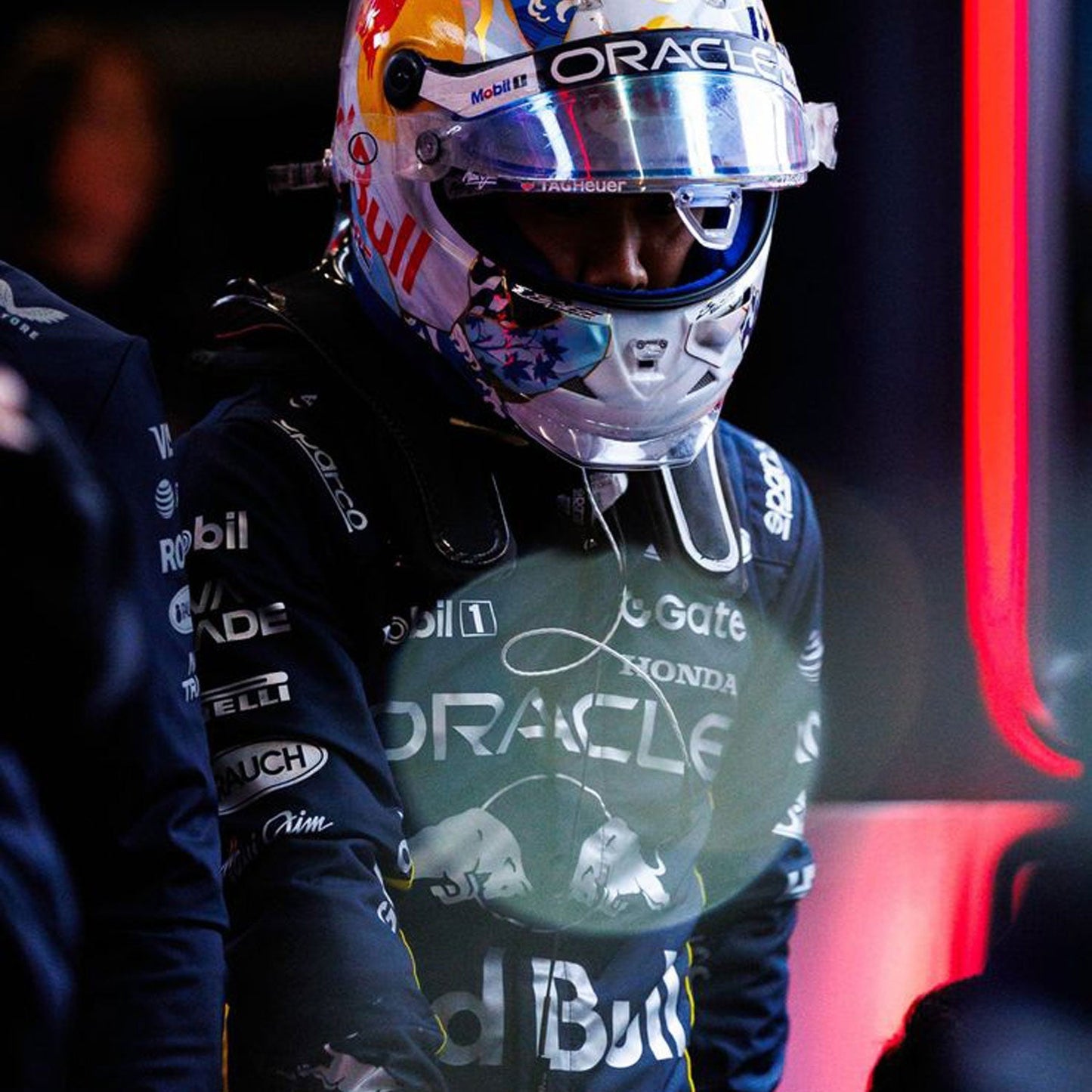 Yuki Tsunoda F1 Race Red Bull Las Vegas GP Driver Suit Close-Up View